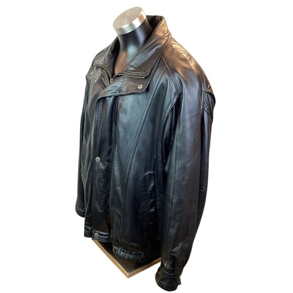 Wilsons Leather Black Leather Mens 2X Moto Jacket With Zip Out Thinsulate Insula - Picture 3 of 16